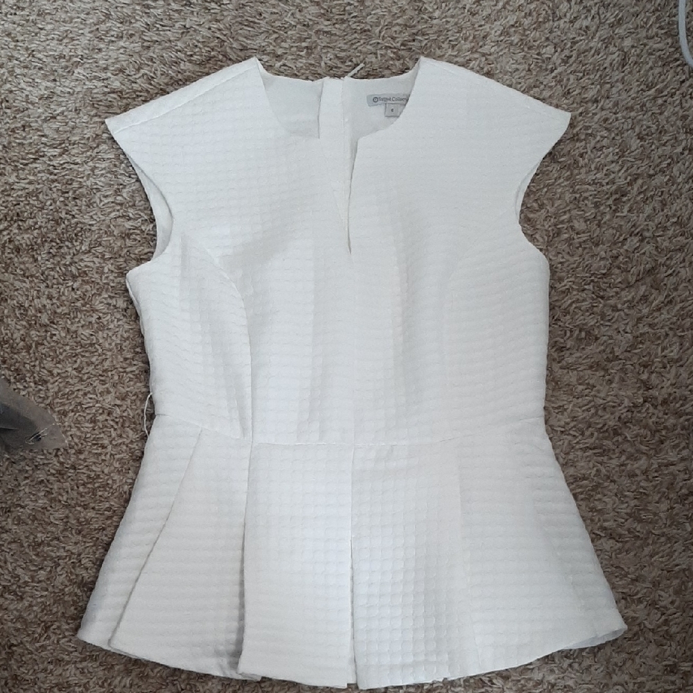 Target Collections Textured White Cap Sleeve Blouse